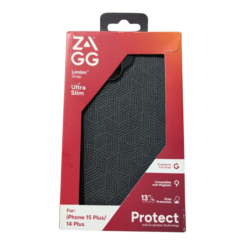 O7. ZAGG London Snap Series Case for Apple iPhone 15 Plus/14 Plus - Black Geo